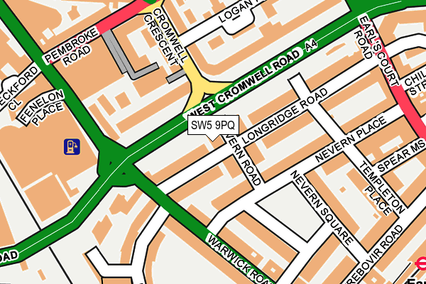 SW5 9PQ map - OS OpenMap – Local (Ordnance Survey)