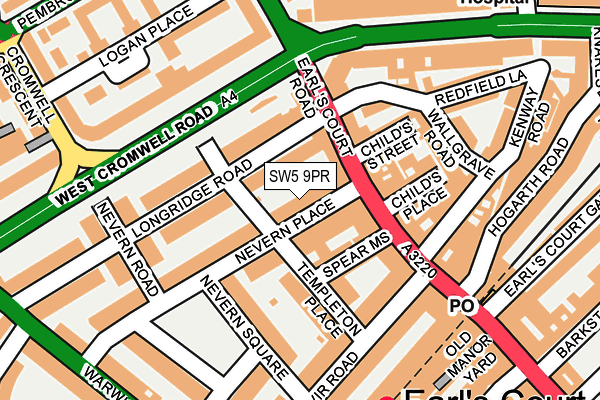 SW5 9PR map - OS OpenMap – Local (Ordnance Survey)