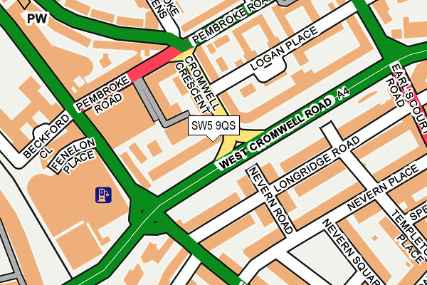 SW5 9QS map - OS OpenMap – Local (Ordnance Survey)