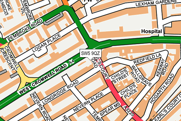 SW5 9QZ map - OS OpenMap – Local (Ordnance Survey)