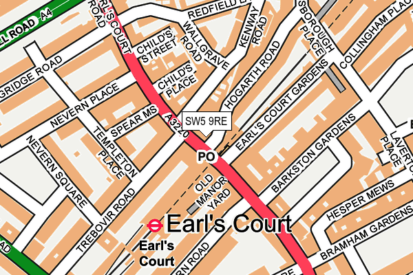 SW5 9RE map - OS OpenMap – Local (Ordnance Survey)