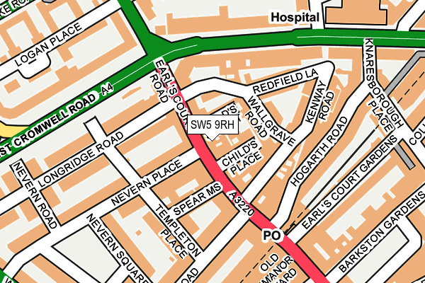 SW5 9RH map - OS OpenMap – Local (Ordnance Survey)