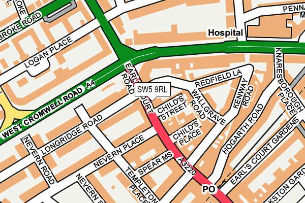 SW5 9RL map - OS OpenMap – Local (Ordnance Survey)