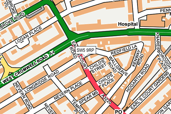 SW5 9RP map - OS OpenMap – Local (Ordnance Survey)