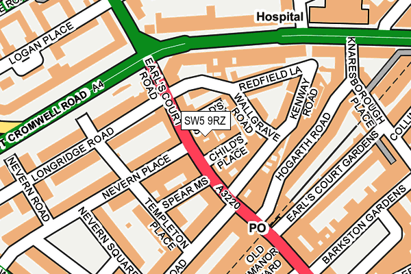 SW5 9RZ map - OS OpenMap – Local (Ordnance Survey)