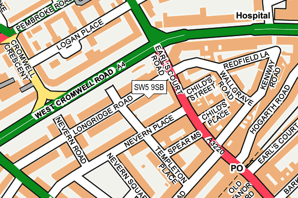 SW5 9SB map - OS OpenMap – Local (Ordnance Survey)