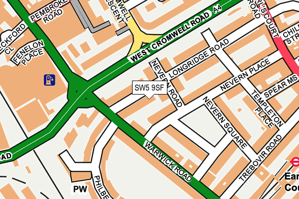 SW5 9SF map - OS OpenMap – Local (Ordnance Survey)