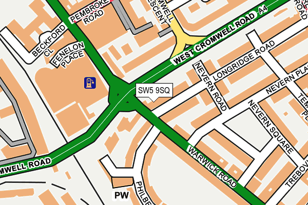 SW5 9SQ map - OS OpenMap – Local (Ordnance Survey)