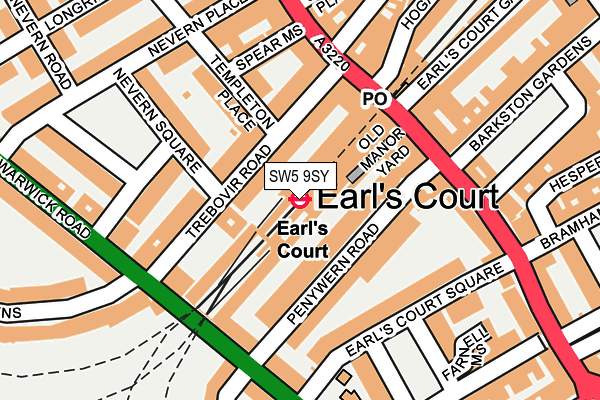 SW5 9SY map - OS OpenMap – Local (Ordnance Survey)