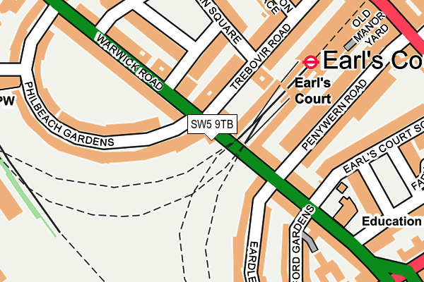 SW5 9TB map - OS OpenMap – Local (Ordnance Survey)