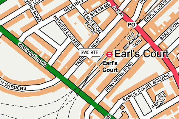 SW5 9TE map - OS OpenMap – Local (Ordnance Survey)