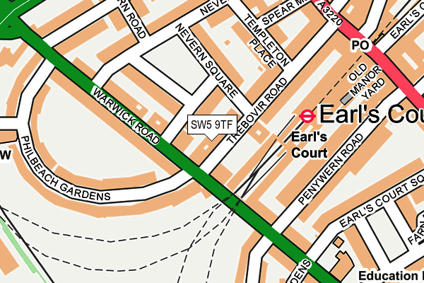 SW5 9TF map - OS OpenMap – Local (Ordnance Survey)