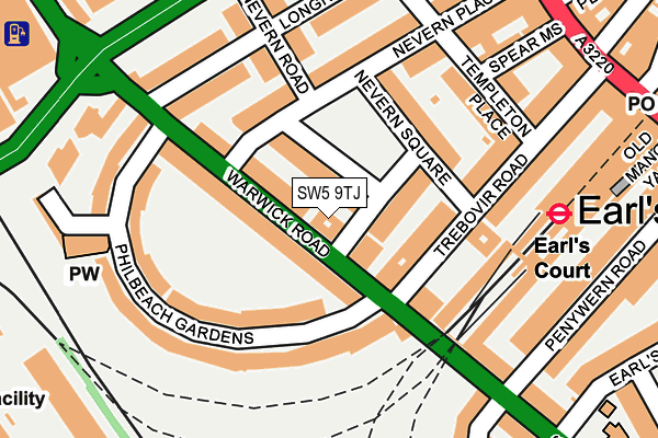 SW5 9TJ map - OS OpenMap – Local (Ordnance Survey)