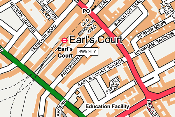 SW5 9TY map - OS OpenMap – Local (Ordnance Survey)