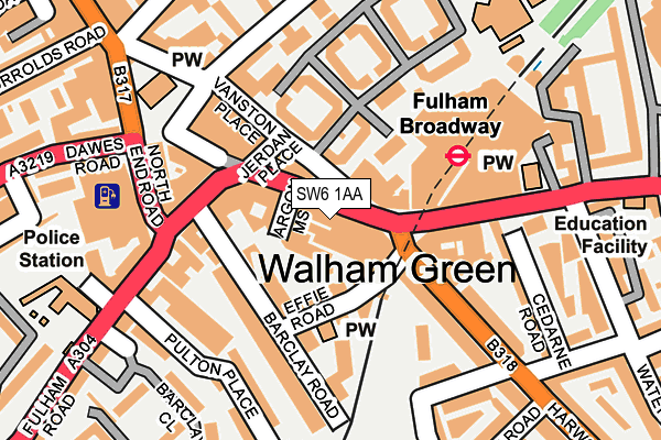 SW6 1AA map - OS OpenMap – Local (Ordnance Survey)