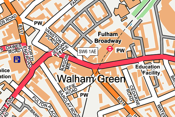 SW6 1AE map - OS OpenMap – Local (Ordnance Survey)