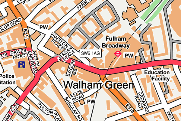 SW6 1AG map - OS OpenMap – Local (Ordnance Survey)