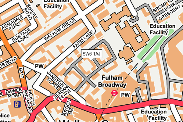 SW6 1AJ map - OS OpenMap – Local (Ordnance Survey)