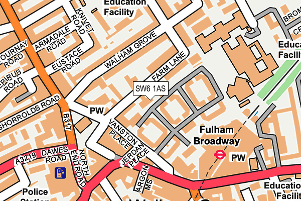 SW6 1AS map - OS OpenMap – Local (Ordnance Survey)