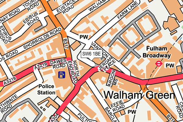 SW6 1BE map - OS OpenMap – Local (Ordnance Survey)