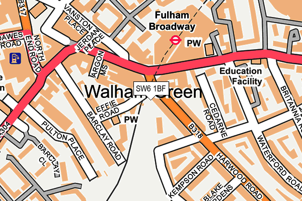 SW6 1BF map - OS OpenMap – Local (Ordnance Survey)