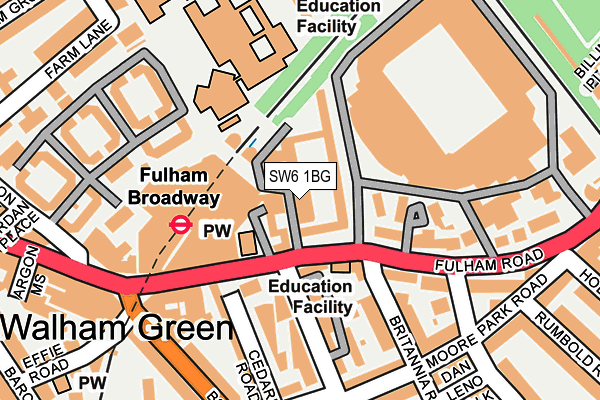 SW6 1BG map - OS OpenMap – Local (Ordnance Survey)