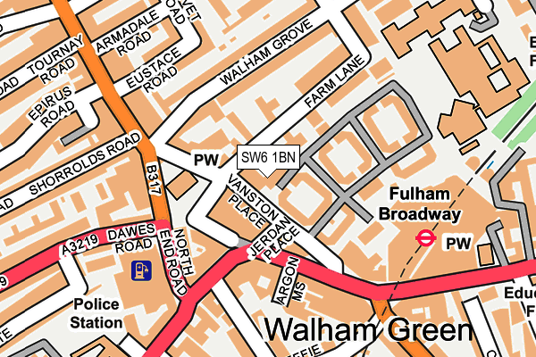 SW6 1BN map - OS OpenMap – Local (Ordnance Survey)