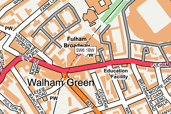 SW6 1BW map - OS OpenMap – Local (Ordnance Survey)