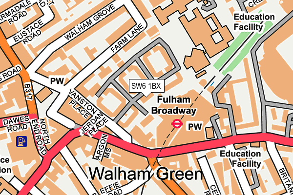 SW6 1BX map - OS OpenMap – Local (Ordnance Survey)