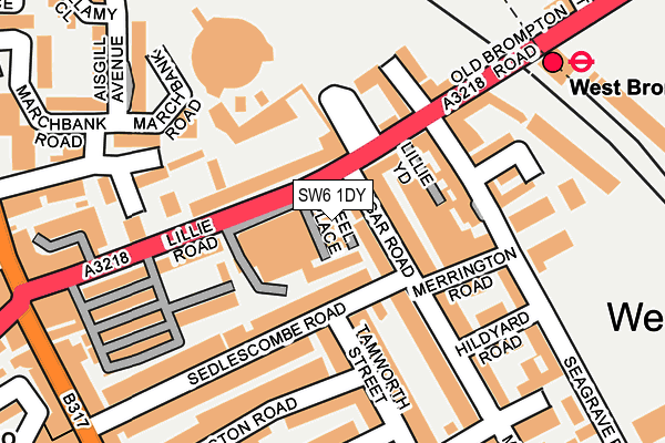 SW6 1DY map - OS OpenMap – Local (Ordnance Survey)