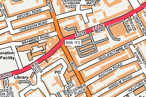 SW6 1FZ map - OS OpenMap – Local (Ordnance Survey)