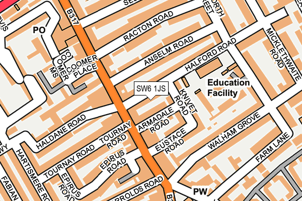 SW6 1JS map - OS OpenMap – Local (Ordnance Survey)