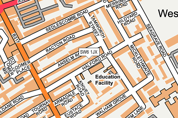 SW6 1JX map - OS OpenMap – Local (Ordnance Survey)