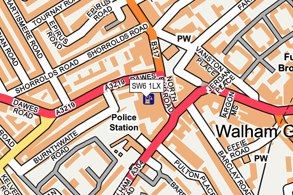 SW6 1LX map - OS OpenMap – Local (Ordnance Survey)