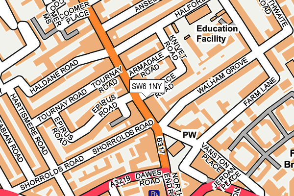 SW6 1NY map - OS OpenMap – Local (Ordnance Survey)