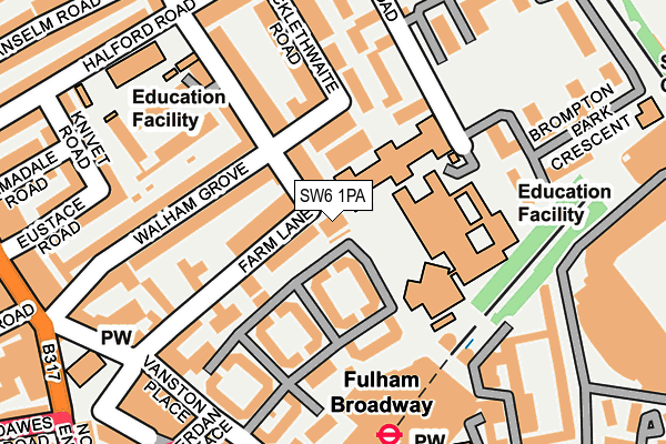 SW6 1PA map - OS OpenMap – Local (Ordnance Survey)