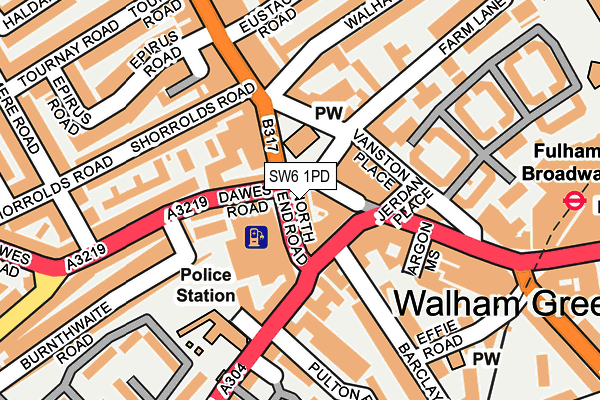 SW6 1PD map - OS OpenMap – Local (Ordnance Survey)