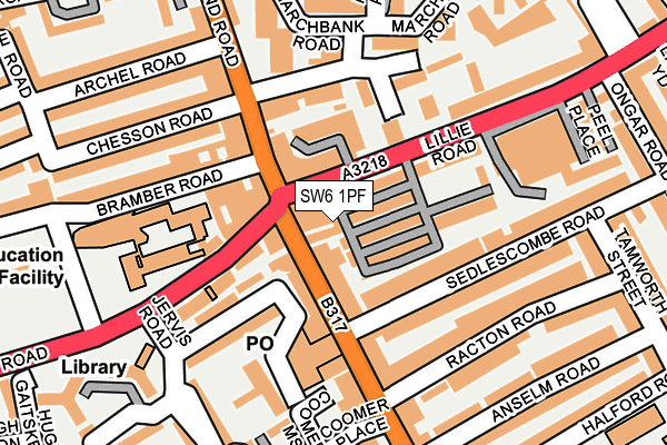 SW6 1PF map - OS OpenMap – Local (Ordnance Survey)