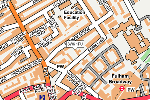 SW6 1PU map - OS OpenMap – Local (Ordnance Survey)