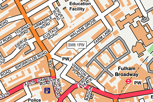 SW6 1PW map - OS OpenMap – Local (Ordnance Survey)