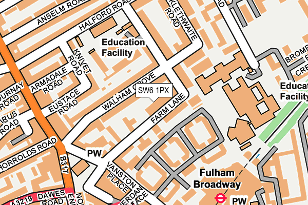 SW6 1PX map - OS OpenMap – Local (Ordnance Survey)