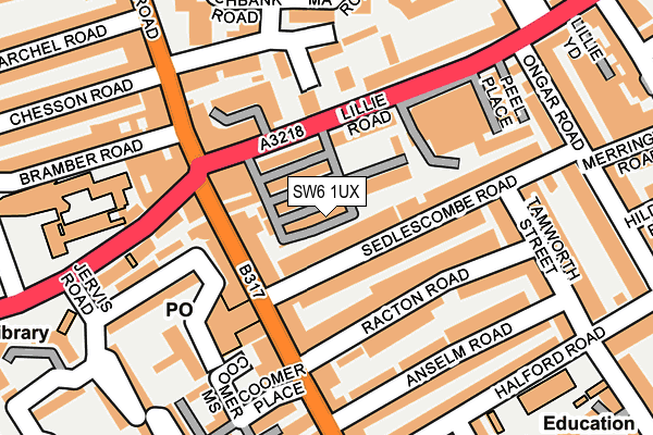 SW6 1UX map - OS OpenMap – Local (Ordnance Survey)