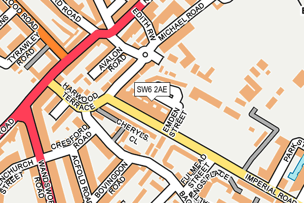 SW6 2AE map - OS OpenMap – Local (Ordnance Survey)