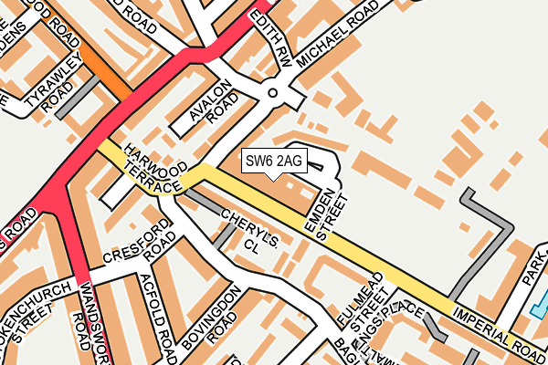 SW6 2AG map - OS OpenMap – Local (Ordnance Survey)