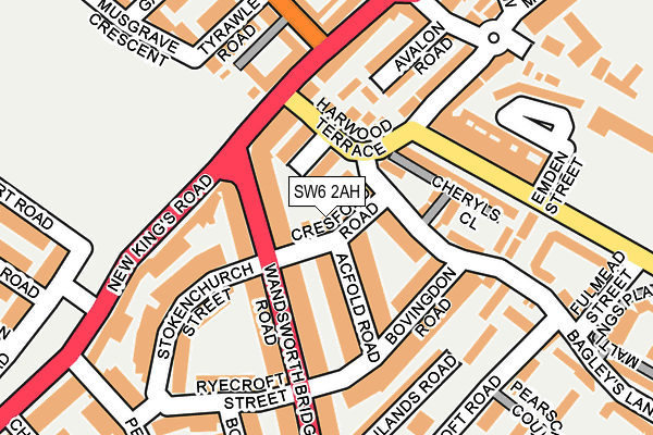 SW6 2AH map - OS OpenMap – Local (Ordnance Survey)