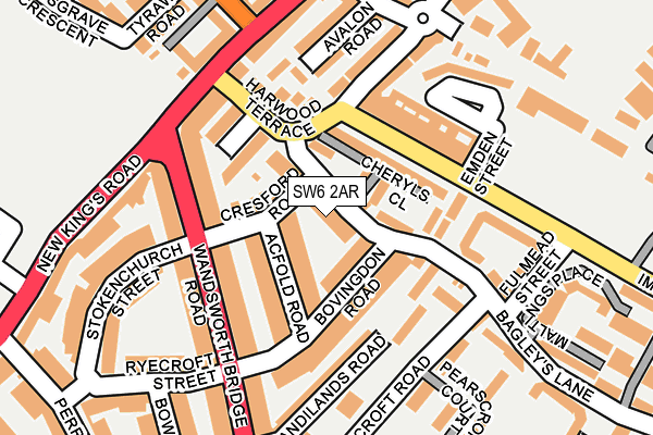 SW6 2AR map - OS OpenMap – Local (Ordnance Survey)