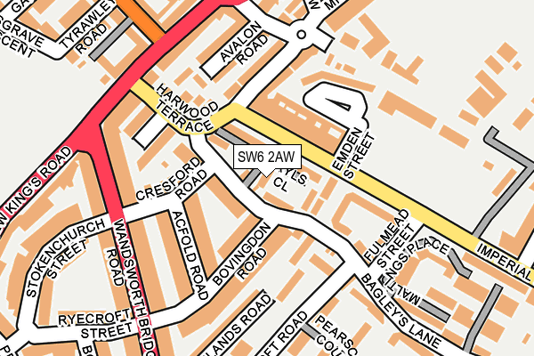 SW6 2AW map - OS OpenMap – Local (Ordnance Survey)