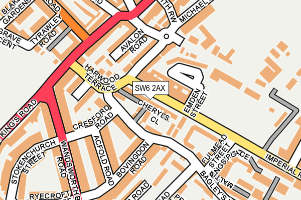 SW6 2AX map - OS OpenMap – Local (Ordnance Survey)