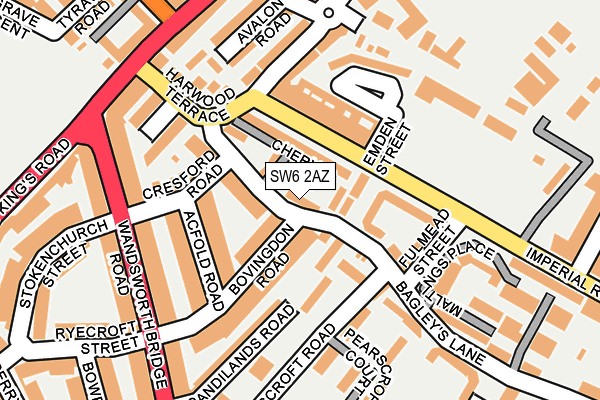 SW6 2AZ map - OS OpenMap – Local (Ordnance Survey)