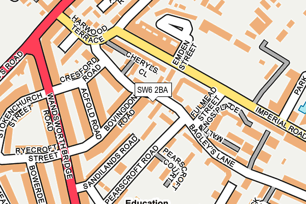 SW6 2BA map - OS OpenMap – Local (Ordnance Survey)